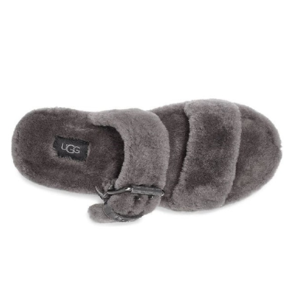 Uggs Fuzz Yeah Slides - Charcoal - Picture 2 of 5